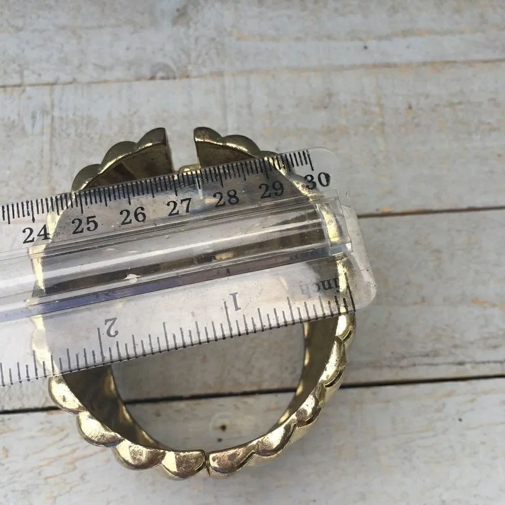 Goldtone Ribbed Wide Cuff Bracelet 3/$20